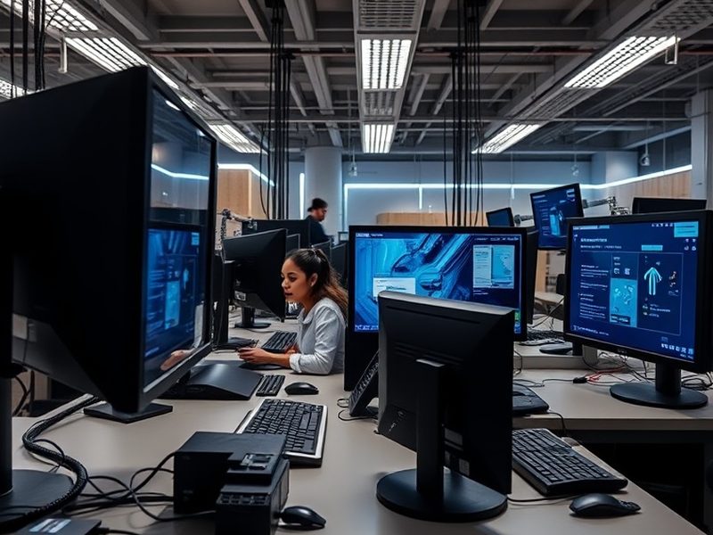 Especialista revisando la lectora de tarjetas de un terminal